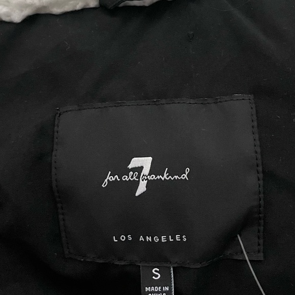 7 FOR ALL MANKIND PUFFER JACKET , BLACK AND WHITE FAUX FUR TRIM EXTRA WARM - Picture 13 of 16